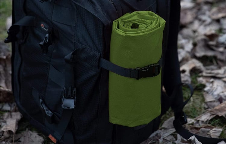 blanket attached to backpack